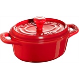 Staub Keramik 6 er Set Mini Cocotte oval kirsche 11 cm Auflaufform Souflee-Form