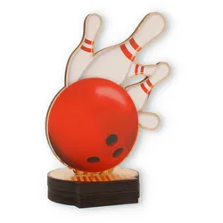 Pokal Bowling aus Holz 22,5cm