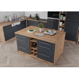 kochstation Kücheninsel KS-Wien 153 x 100 x 85 cm Grau