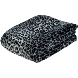 Gözze Wohndecke »Schneeleopard«, mit gedrucktem Motiv, Kuscheldecke Gözze silberfarben B/L: 150 cm x 200 cm