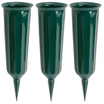 BAYLI Grabvase aus Kunststoff mit Erdspieß 3er Set in grau