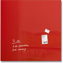 Sigel GL202 Glas-Whiteboard / große Glasmagnettafel Artverum, 100x100 cm, rot