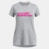 Under Armour Tech Twist Wordmark Logo Trainingsshirt Mädchen 001 black/rebel pink XL 160-170 cm