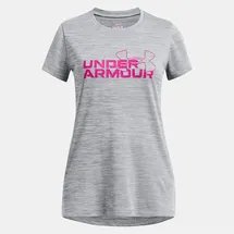 Under Armour Tech Twist Wordmark Logo Trainingsshirt Mädchen 001 black/rebel pink XL 160-170 cm