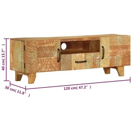 vidaXL TV-Schrank Handgeschnitzt 120x30x40 cm Altholz Massiv