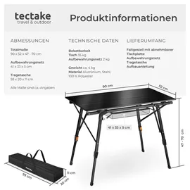 Tectake Campingtisch Tina Schwarz