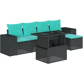 vidaXL Gartensofa-Set mit Kissen, schwarzes Polyrattan
