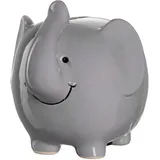 LEONARDO Spardose, Bambini Elefant Keramik Sparschwein mit Schlüssel, Geschenk für Kinder, Jungen Mädchen, 11,5 cm, grau