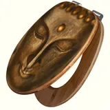 banjado WC-Sitz aus Bambus Motiv Buddha Gold (umweltfreundliches Material, integrierte Absenkautomatik), 45,8 x 37,5 x 5 cm braun