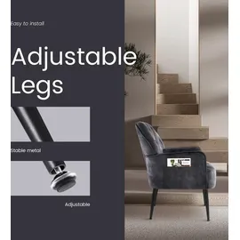 IntimaTe WM Heart Iwmh Einzelsessel, Lesesessel mit Armlehnen, Retro Lounge Cocktailsessel, Sessel, mit Metallbeinen, - Samt - Grau