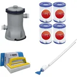 Bestway - Poolsauger AquaCrawl & Filterpumpe 2006 L/u & 4 Filter Typ II & WAYS Scheuerbürste