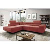 Easy4You Ecksofa Rosa AVATAR Kord L-Form – 277x73x203 cm - Schlafsofa mit Bettkasten und Schlaffunktion - Eckcouch mit Stauraum – Links – Sto... - Rosa