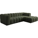 WFL GROUP Ecksofa Mochi L-Form 5-Sitzer, Rechts, Samt, dunkelgrün 290/75/193 cm