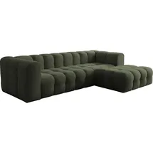 WFL GROUP Ecksofa Mochi L-Form 5-Sitzer, Rechts, Samt, dunkelgrün 290/75/193 cm