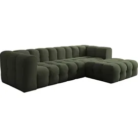 WFL GROUP Ecksofa Mochi L-Form 5-Sitzer, Rechts, Samt, dunkelgrün 290/75/193 cm