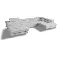 U Sofa mit Schlaffunktion VENUS U - Ecksofa mit Schlaffunktion und Bettkasten - eckcouch U-Form - Hellgrau - Hellgrau