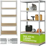 Juskys Lagerregal Basic 200 x 100 x 60 cm - Metall Schwerlastregal 5 Böden, 875 kg verzinkt
