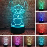 ZTZK Stitch Lampe, 3D LED Stitch Nachtlicht intelligente Fernbedienung Tischlampe 16 Farben für Weihnachten Stitch Geschenk Kinderzimmer Dekoration