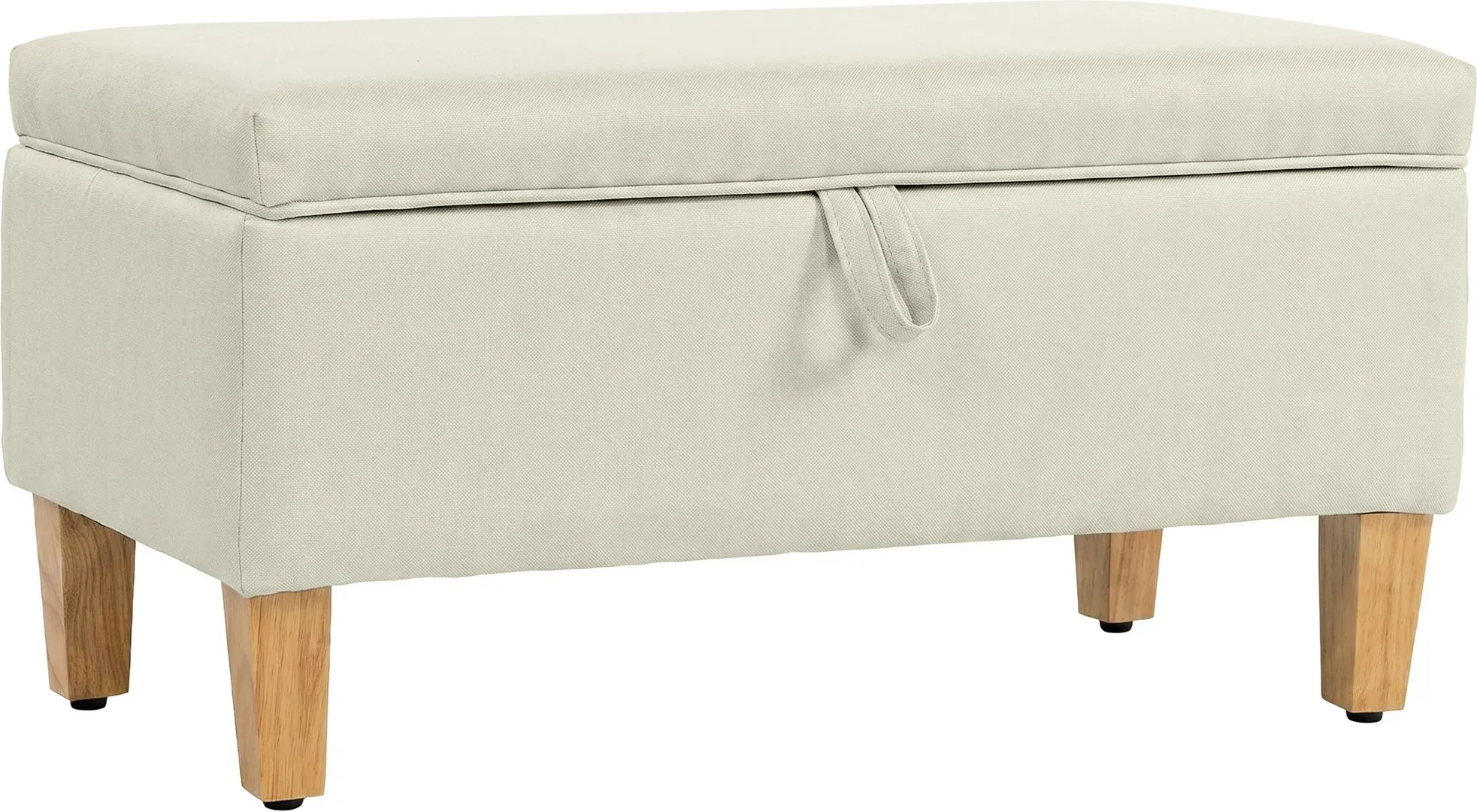 HOMCOM Aufbewahrungsbank, Bettende, gepolsterter Fußhocker in Leinenoptik mit Beinen aus Gummibaumholz, für Wohnzimmer, Schlafzimmer, Flur, 71 x 37 x 36 cm, beige   Aosom