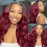 TQPQHQT Bob Perücke Damen Echthaar Perücke Lace Front Wig Perücke Rot 4x4 Lace Closure Wig 1B99J Burgundy Body Wave Wig Unprocessed Peruvian Human Hair Wigs Lace Front Perücke 12 Zoll