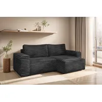 Fun Möbel Ecksofa Schlafsofa MADLEN Stoff Velo Anthrazit Ottomane