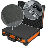 HMF 15502-18 Transportkoffer mit Rasterschaumstoff, Universalkoffer, 39 x 29 x 12 cm, Orange