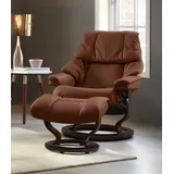 Stressless Stressless® Relaxsessel »Reno«, (Set, Relaxsessel mit Hocker), mit Hocker, mit Classic Base, Größe S, M & L, Gestell braun braun