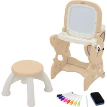 joyz Kinder Maltisch Mit Whiteboard & Hocker – 3-in-1 Staffelei Set Für Kinder Ab 3 Jahren – Stabiler Lern- Und Maltisch Im Tierdesign – Inkl. Stifte & Schwamm, Leicht Zu Reinigen