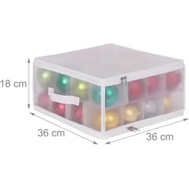 Relaxdays Weihnachtskugel Aufbewahrungsbox 36 x 18 x 36 cm 32-tlg. transparent/weiß