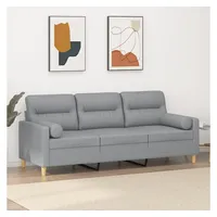 VidaXL 3-Sitzer-Sofa mit Zierkissen Hellgrau 180 cm Stoff
