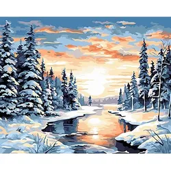 Malen nach Zahlen auf Leinwand "Fluss im Winter", 50 x 40 cm
