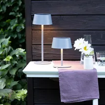 OTTO home LED Außen-Tischleuchte grau H:30cm Ø:12,5cm 300 lm IP44