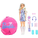 Barbie Team Roll & Reveal Popstar-Puppe und Zubehörteile mit Blonder Modepuppe (JMK19)
