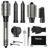 7Magic 6 in 1 Airstyler, Ionen Föhn, Multifunktionaler Hairstyler, 110000 U/Min, Professioneller Warmluftbürste, Lockenstab Automatisch, Glätteisen, Zum Styling, Volumisieren, Locken und Glätten