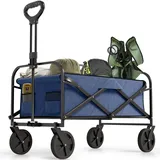 Avalo Bollerwagen - Faltbar - Bis 90KG - 80x47x49 CM - 80L - 360o Räder - Blau
