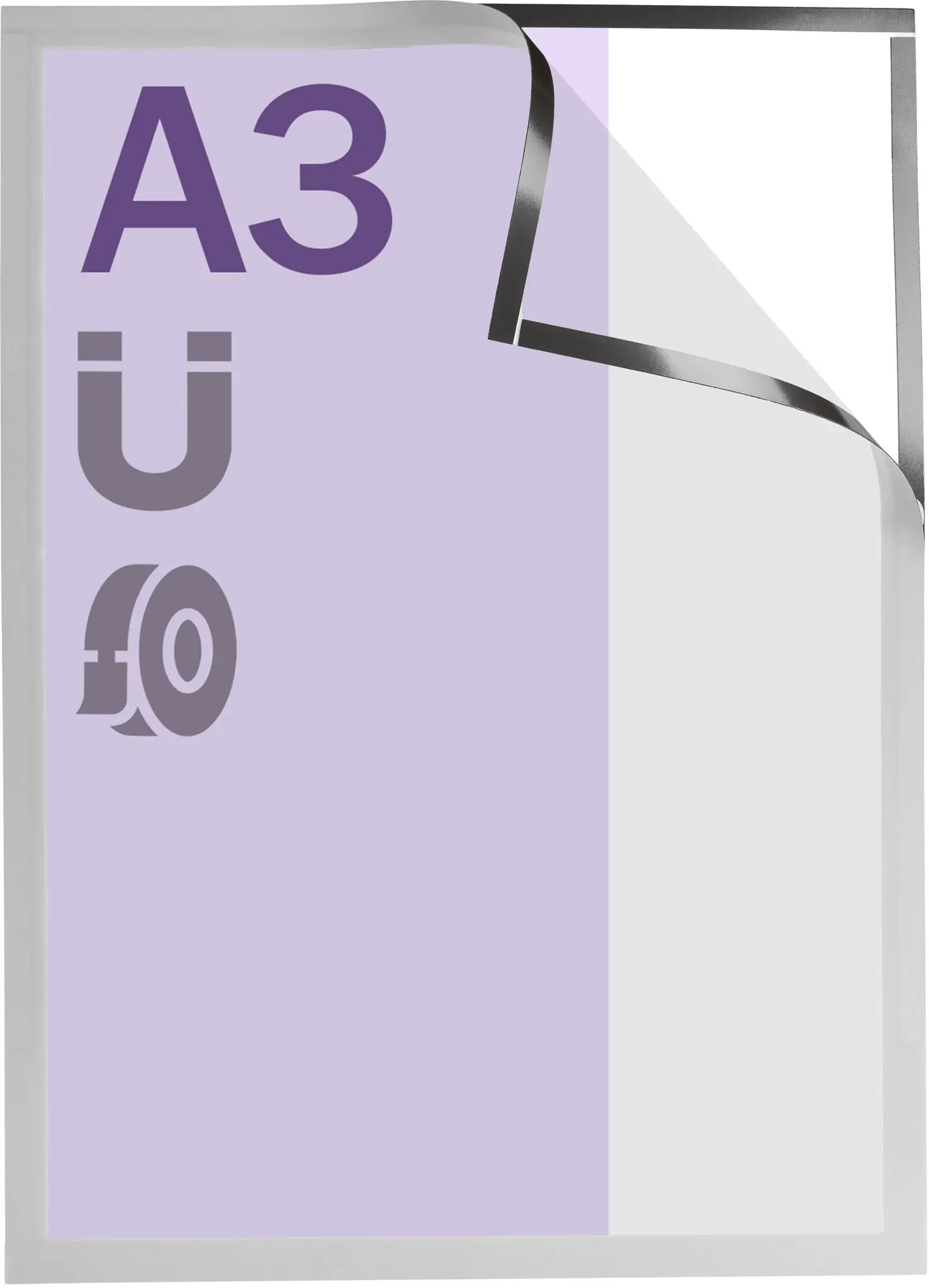 Magnetrahmen A3, selbstklebend silber  | selbstklebend vollflächig, Hart-PVC