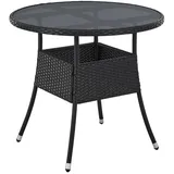 Juskys Yoro Polyrattan Gartentisch rund Ø 80 cm Schwarz