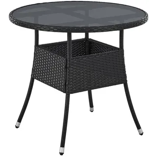 Juskys Yoro Polyrattan Gartentisch rund Ø 80 cm Schwarz