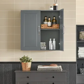 SoBuy Hängeschrank Badschrank Küchenschrank Medizinschrank Wandschrank mit Verstellbarem Regal Für Bad, Küche, Wohnzimmer BHT ca: 60x60x30cm Grau