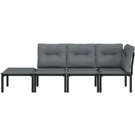 vidaXL Garten-Lounge-Set 4-tlg. schwarz/grau