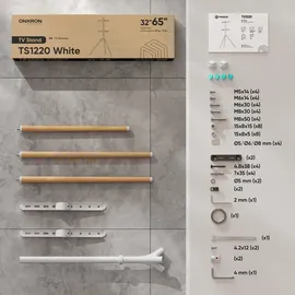 ONKRON TS1220 TV-Ständer 70-120 cm Weiß Holz