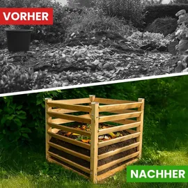 Gartenwelt Riegelsberger Moderner Komposter aus Lärchenholz Massivholz Steckkomposter Kompostsilo Holzkomposter : 100 cm : Single ca. 80x80 cm