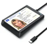 CSL - USB C Personalausweis Lesegerät mit NFC - Chipkarenleser SIM - Dual Mode (NFC und Kartenslot) - Kartenlesegerät USB - Windows 10-11 - für den neuen Personalausweis Gesundheitskarte Bankkarten