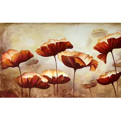 Fototapete PAPERMOON "MOHNBLUMEN-MALEREI RETRO VINTAGE BLUMEN DEKOR MUSTER", bunt, B:2,50m L:1,86m, Vlies, Tapeten