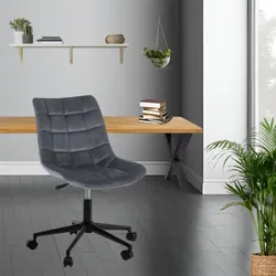 Bürostuhl | Samtbezug | Dunkelgrau | 53x60cm | Rollen | Schreibtischstuhl