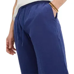 modische Herren Musselin-Bermuda kurze Hose Sommer-Bermuda aus Baumwolle Stoff-Shorts 976908 Dunkelblau - 46