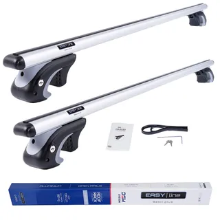 DGH SYSTEM Kompletter Aluminium-Dachträger Easy Line Basic Plus 135 cm kompatibel mit Volkswagen VW Touareg II 2010-2018 mit offener Dachreling, abschließbar, Nutzlast 90 kg