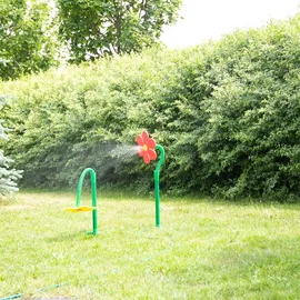 Relaxdays Sprinkler Blume 2er Set 6 m gelb/grün/rot