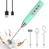 YUSWKO Milchaufschäumer Stab für Kaffee, Usb Wiederaufladbarer Aufschäumer, 3 Schneebesen-Köpfe 3 Geschwindigkeiten, Milchaufschäumer Elektrisch für Milchkaffee, Cappuccino, Getränkepulver