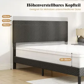 Costway Polsterbett 160 x 200 cm Grau